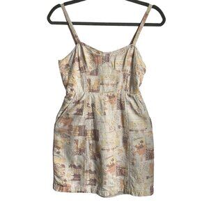 Urban Outfitters Sz Small Mini Dress Linen Bld Sweet on You Postcards Paris